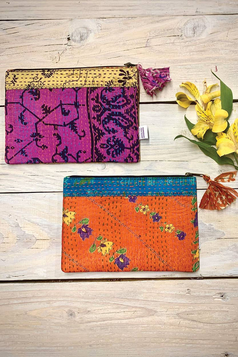 Handcrafted Kantha Embroidery Multipurpose Pouch main image 0