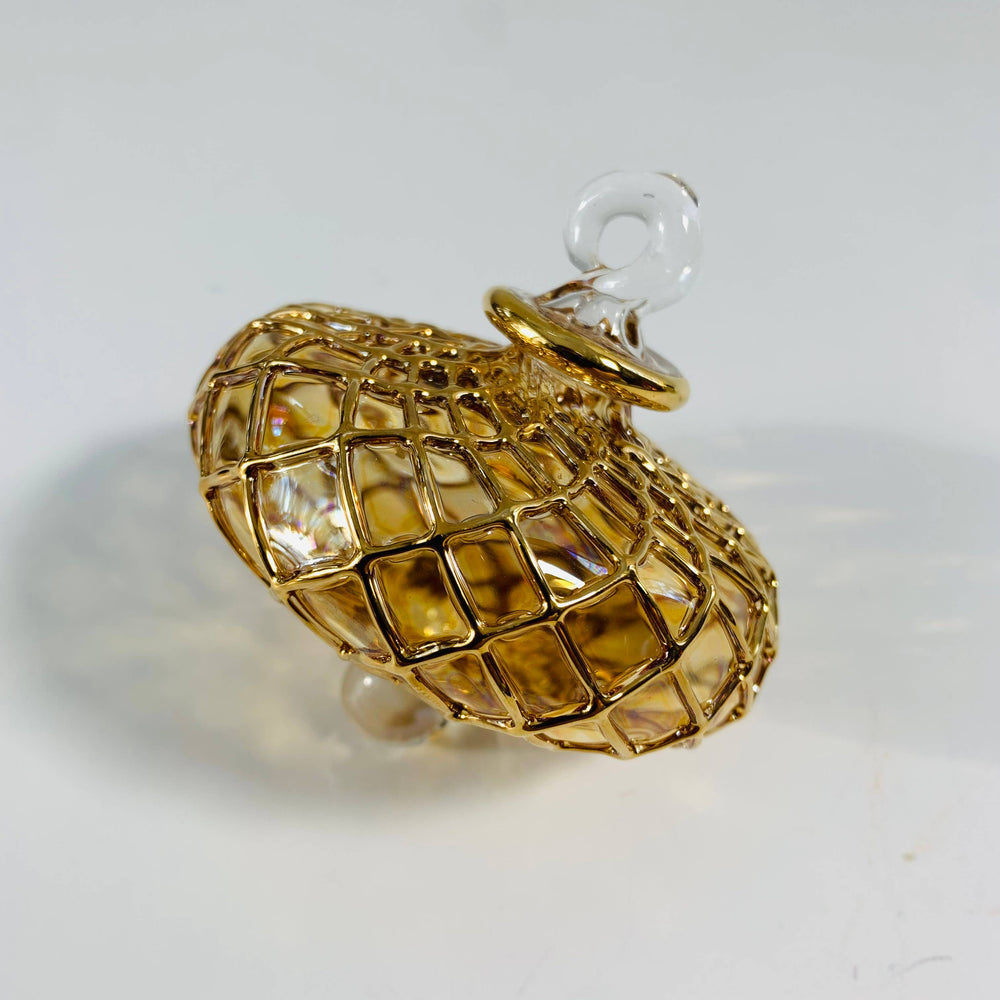 Diamond Toupie Blown Glass Ornament