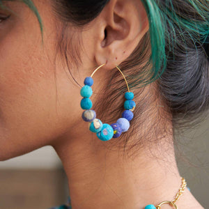 Kantha Azure Graduated Hoops