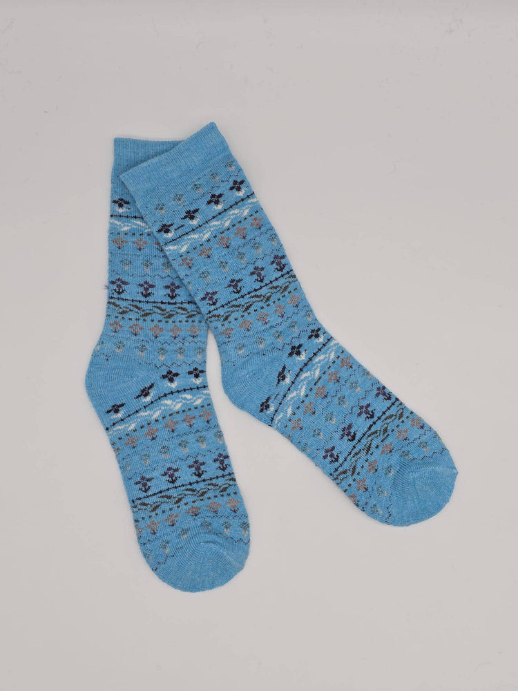 Turquoise Pattern Alpaca Socks