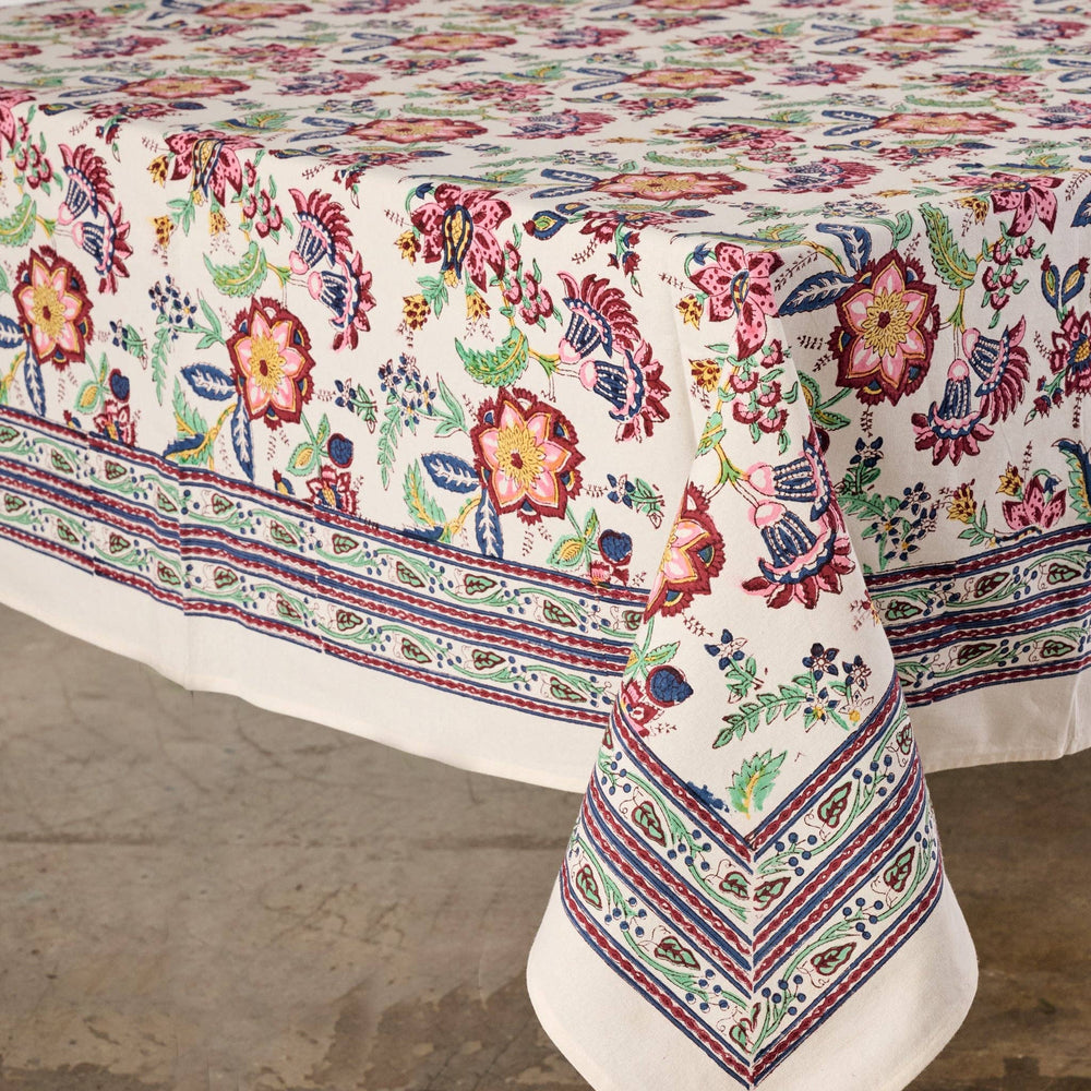 Zaina Floral Blockprint Tablecloth