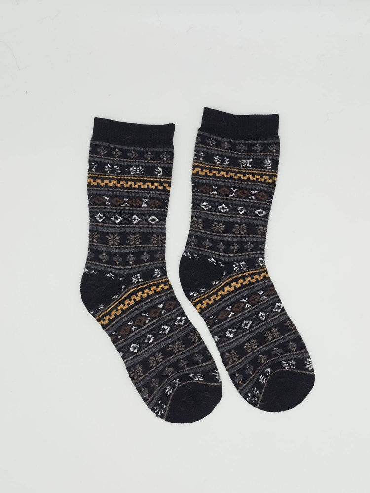 Black + Gray Fair Isle Alpaca Socks