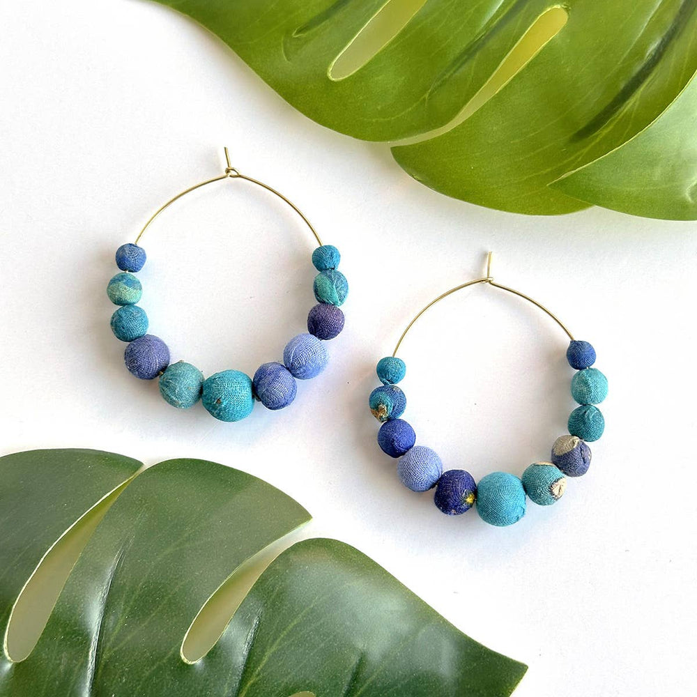 Kantha Azure Graduated Hoops