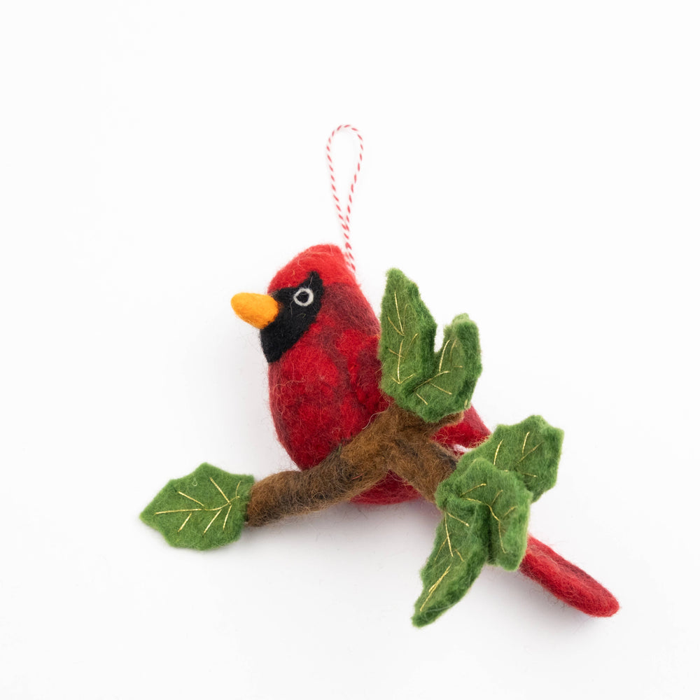 Red Cardinal on Branch Ornaments