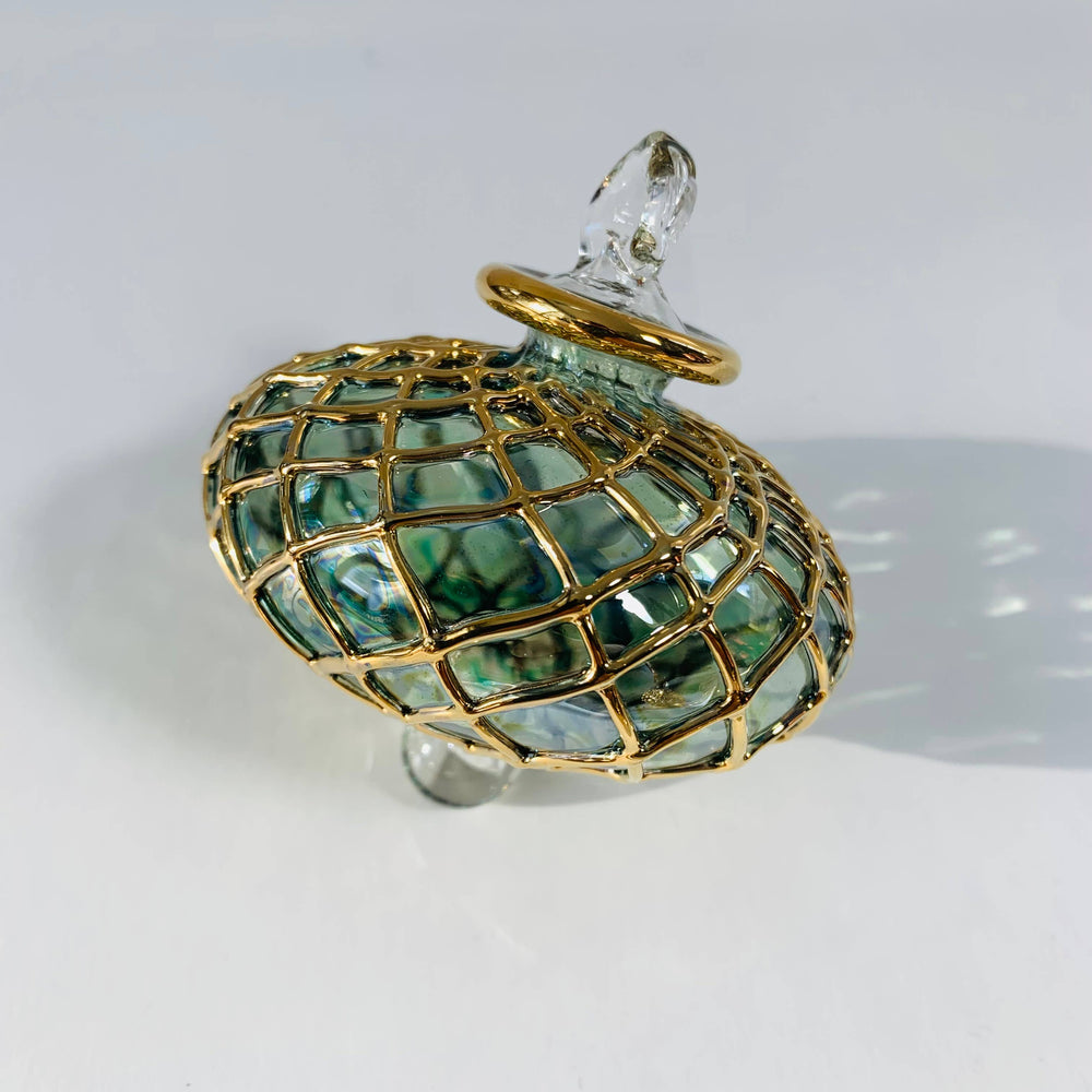 Diamond Toupie Blown Glass Ornament