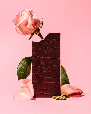 
                
                    Load image into Gallery viewer, 70% Rose Cardamom Chocolate Bar
                
            