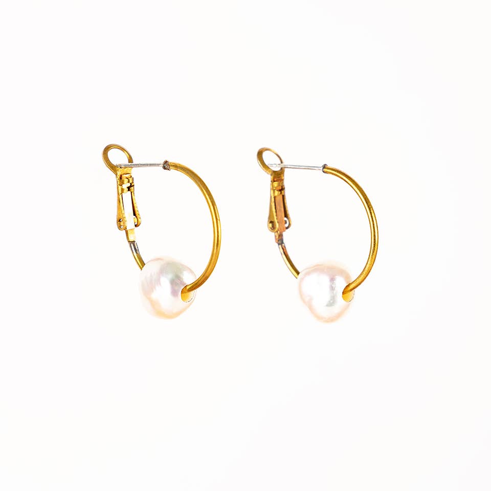 Pearl Hoop Earrings