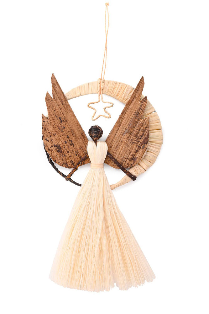 Banana Fiber Moon and Star Angel Ornament