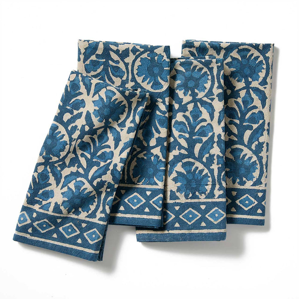 Indigo Dabu Jasmine Napkins