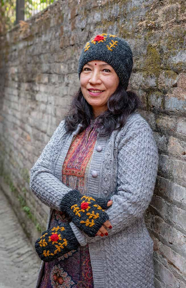 Embroidered Rose Hat