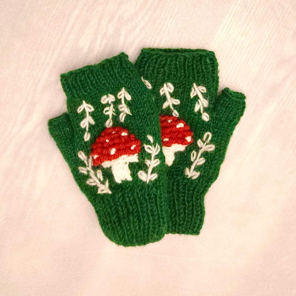 Mushroom Fingerless Gloves