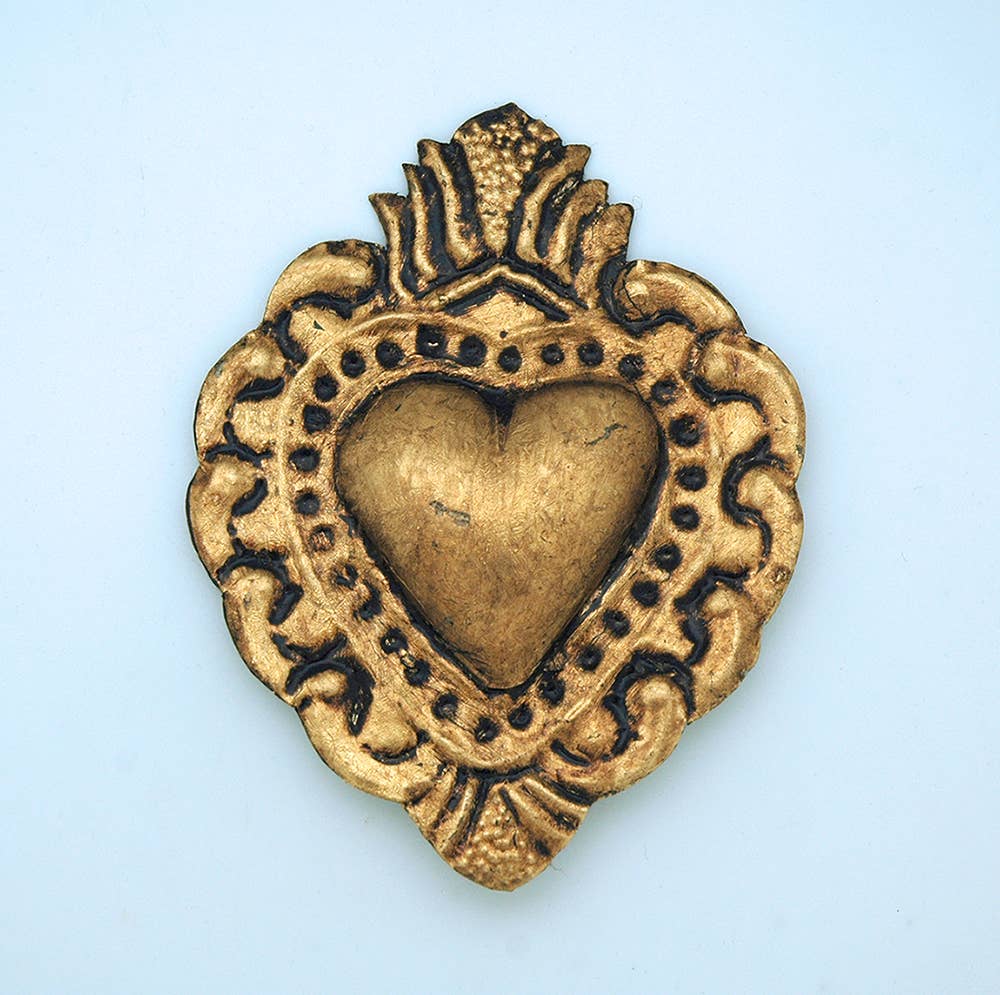 Gold Tin Heart Wall Accent