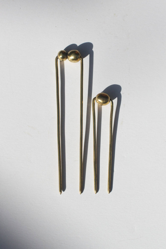 Raw Brass Bead Hair Pin