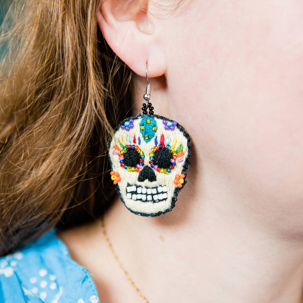 Threaded Catrina Sugar Skull Earrings