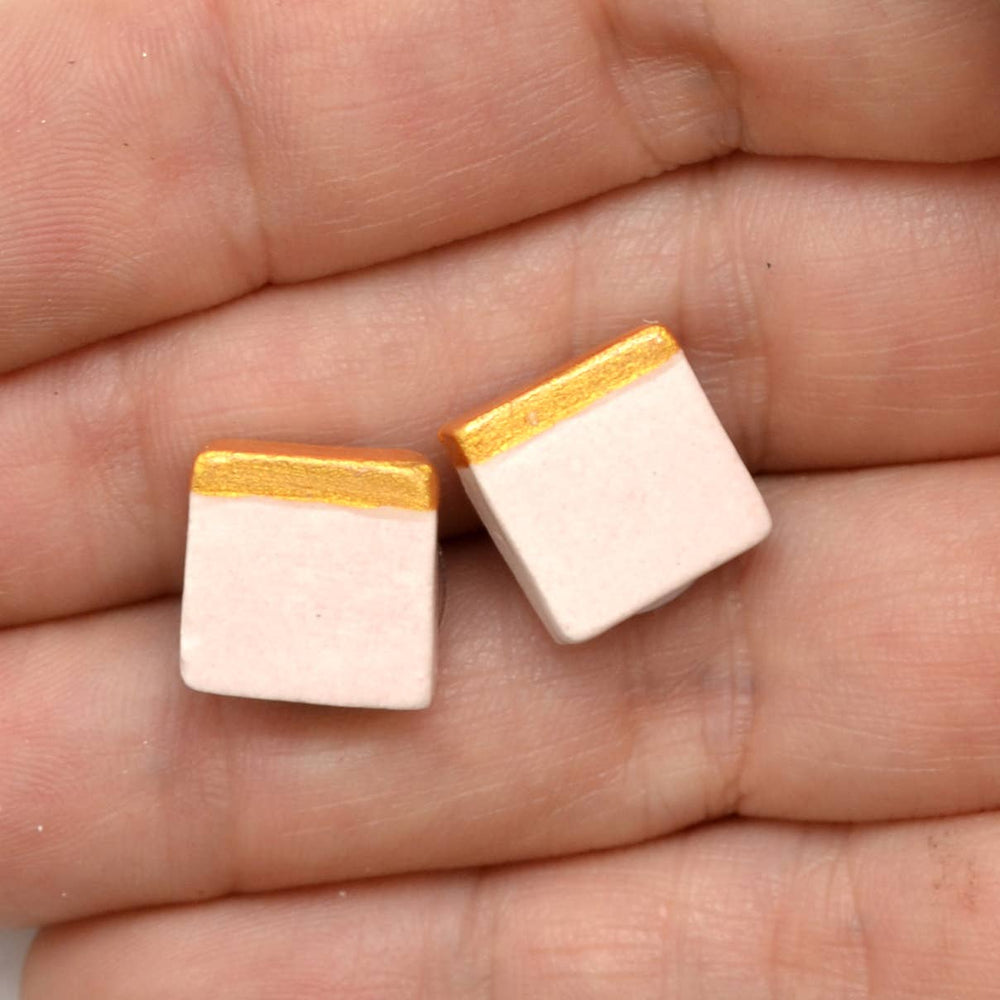 Golden Square Studs