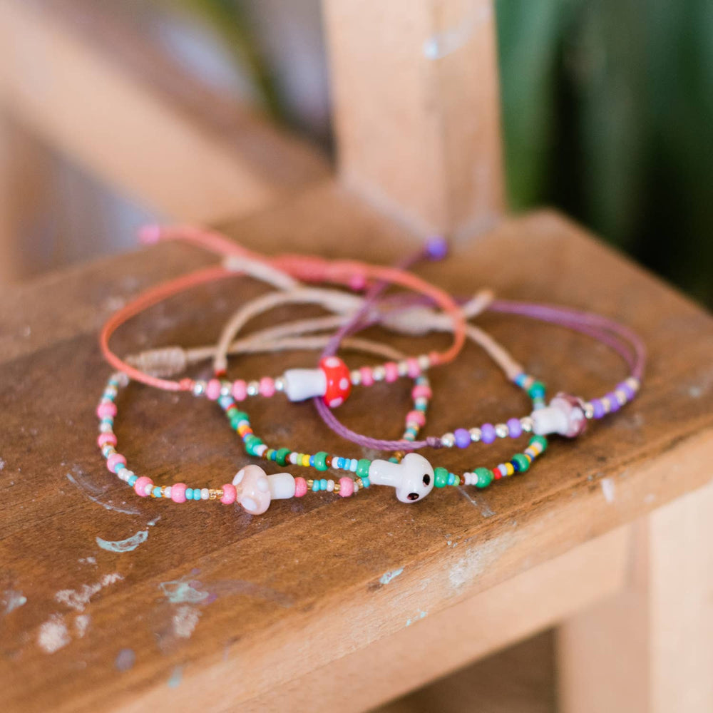 Mushroom Beaded String Bracelet