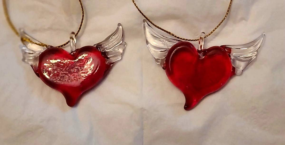 Blown Glass Winged Heart