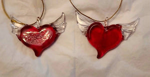 Blown Glass Winged Heart