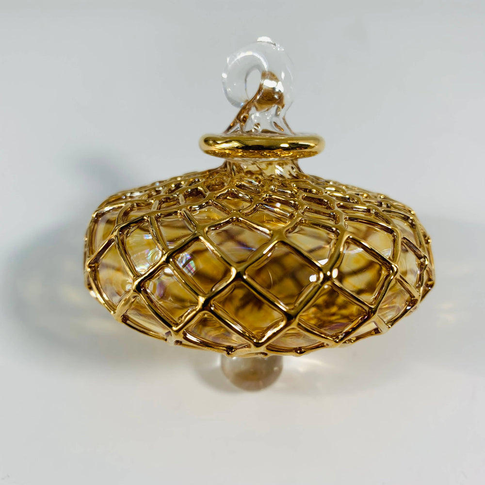 Diamond Toupie Blown Glass Ornament