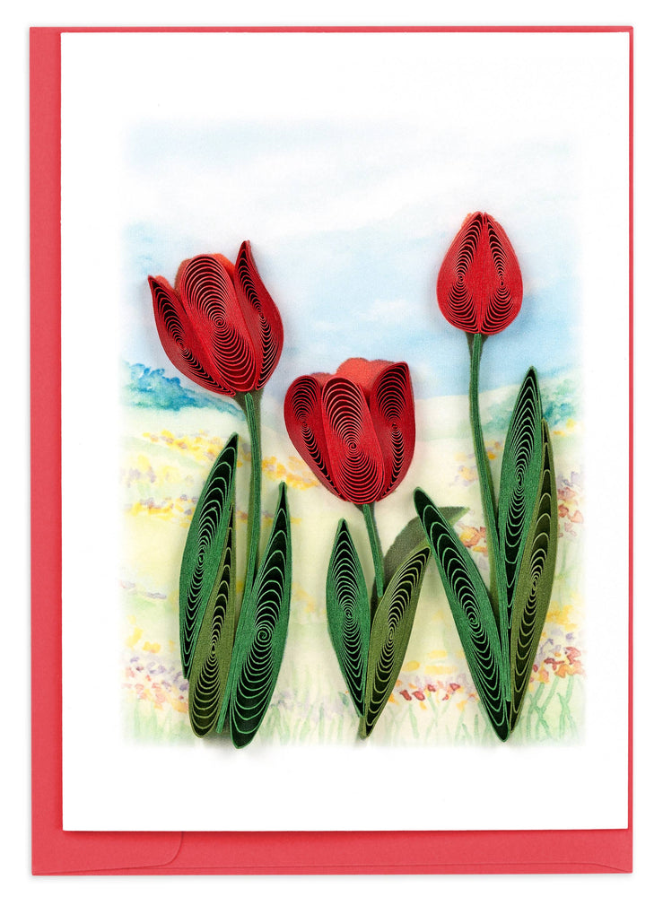 Red Tulip Field Petite Quilling Card