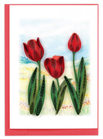 Red Tulip Field Petite Quilling Card