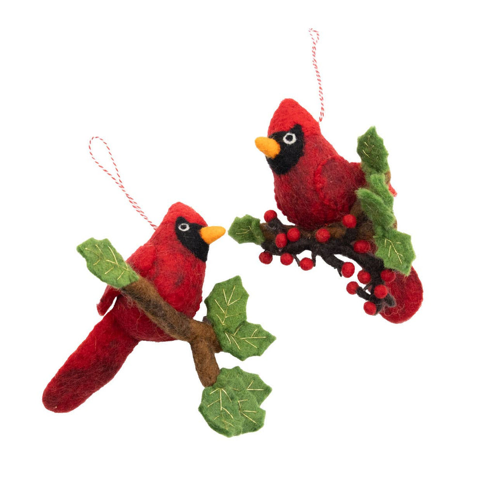 Red Cardinal on Branch Ornaments