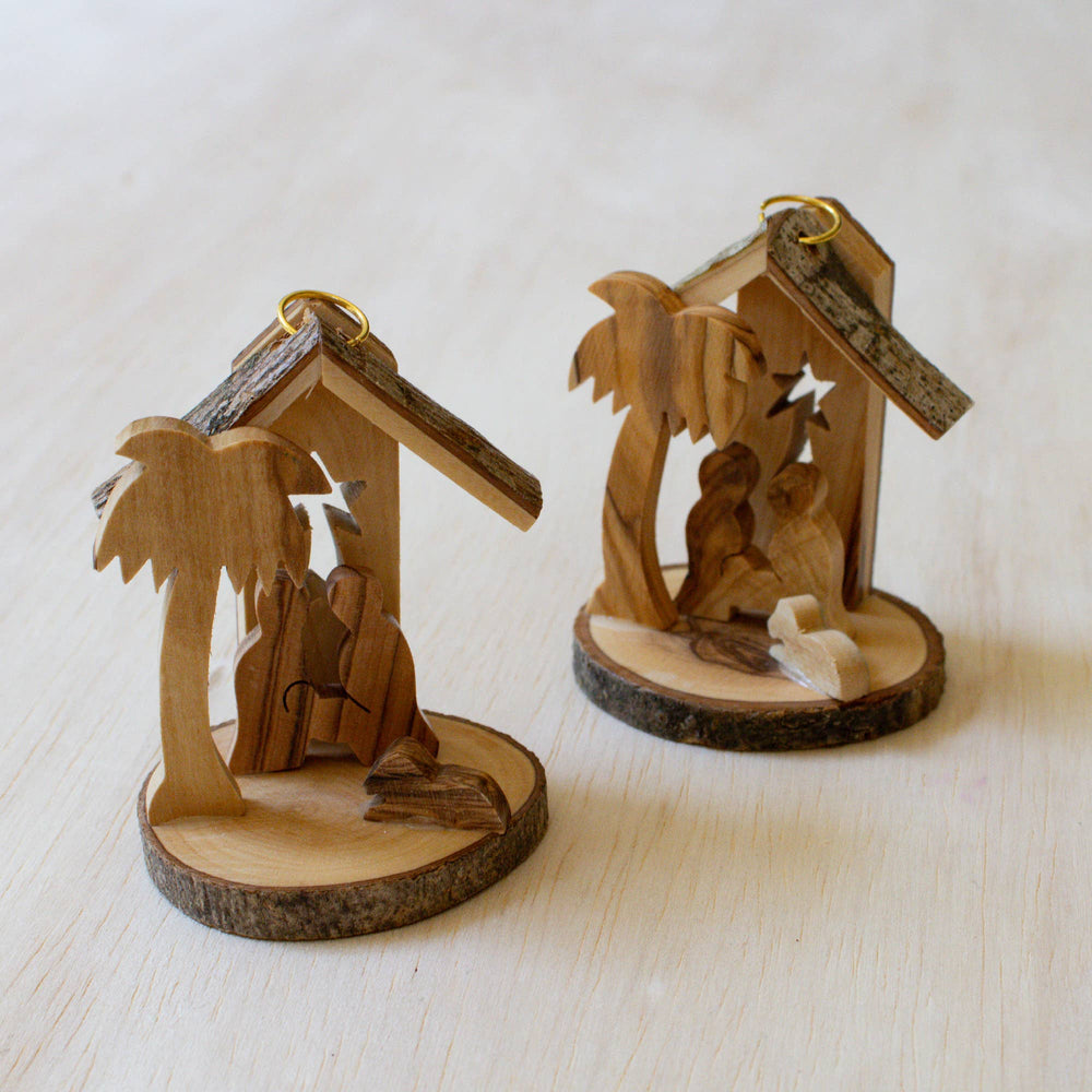 Olive Wood Nativity Ornament