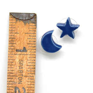 Ceramic Star & Moon Studs