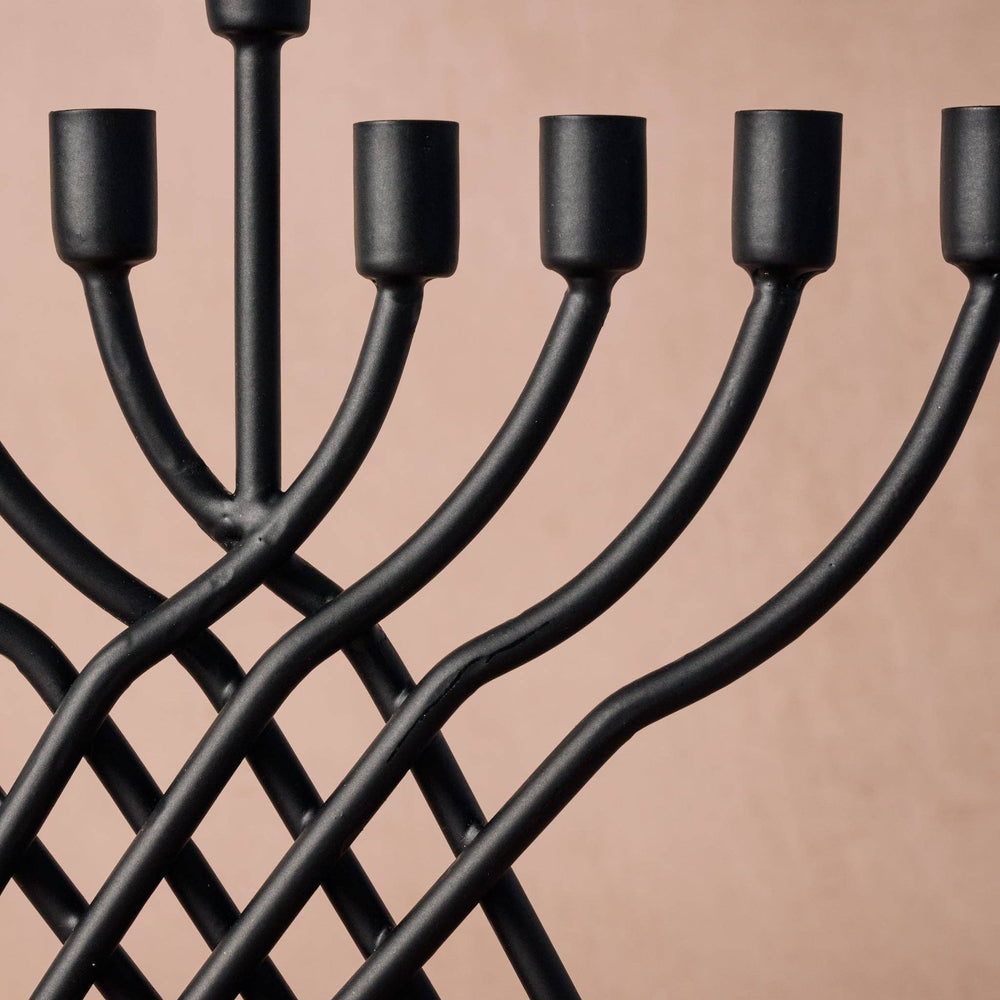 Criss Cross Iron Menorah