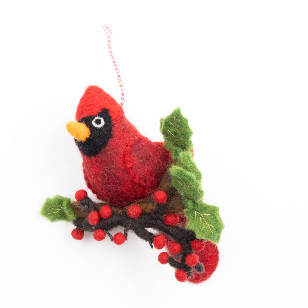 Red Cardinal on Branch Ornaments
