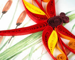 Red Dragonfly & Cattails Petite Quilling Card