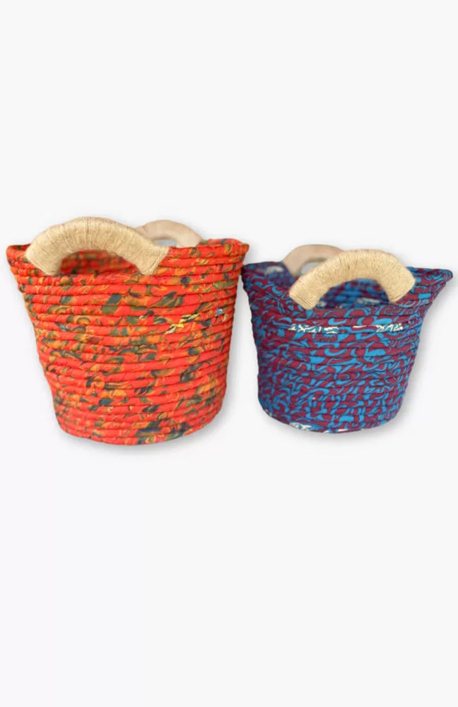 Coiled Sari Basket with Jute