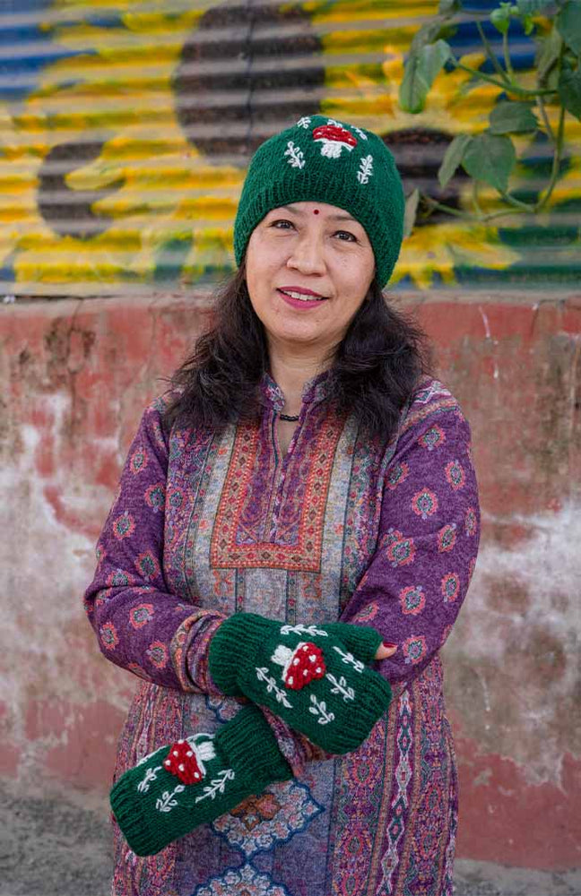 Mushroom Fingerless Gloves