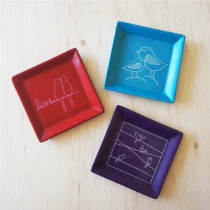 Square Soapstone Dish - Birds