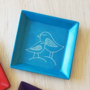Square Soapstone Dish - Birds