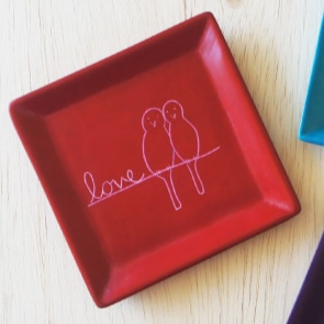 Square Soapstone Dish - Birds