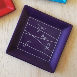 Square Soapstone Dish - Birds