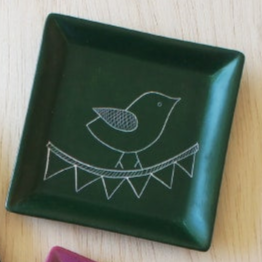Square Soapstone Dish - Birds