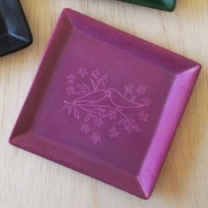 Square Soapstone Dish - Birds