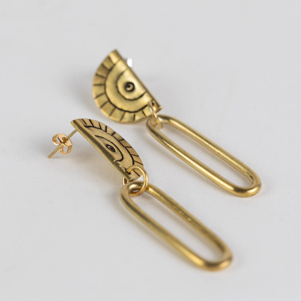 
                
                    Load image into Gallery viewer, Brass Miduara Drop Earrings
                
            