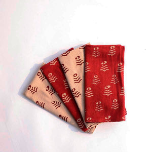 Pink and Flame Blockprint Napkins