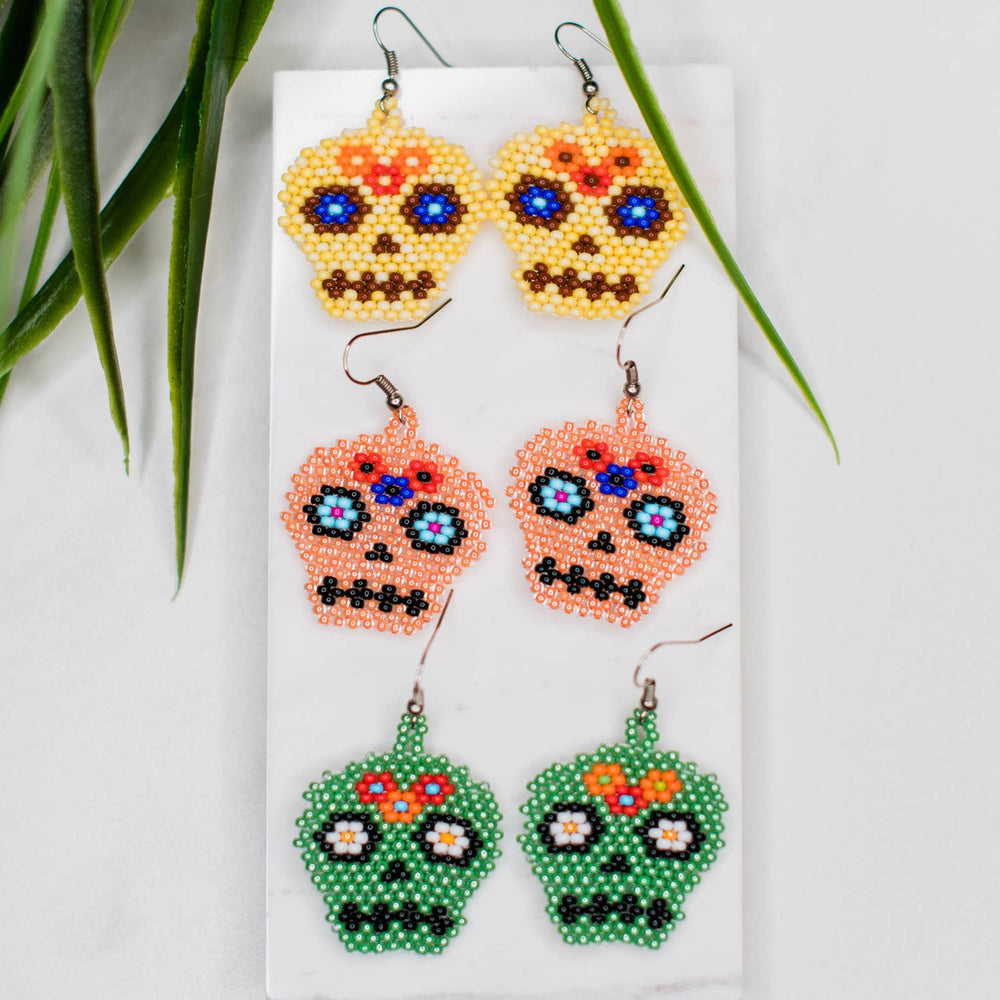 Beaded Sugar Skull Earrings