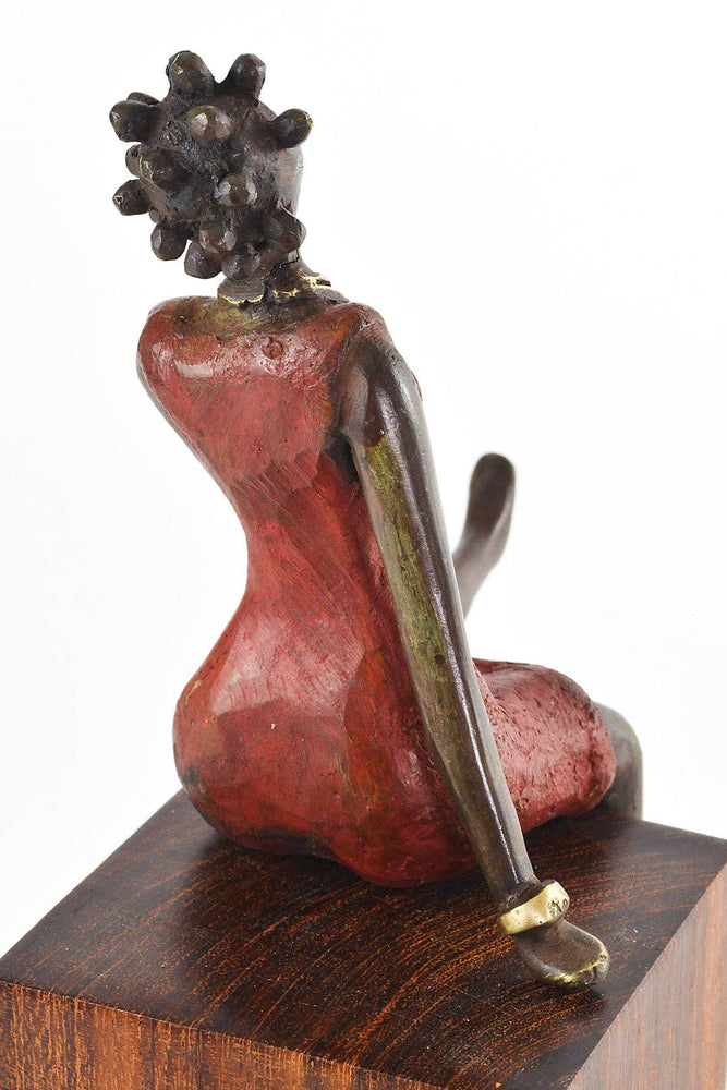La Femme en Rouge Burkina Bronze Sculpture