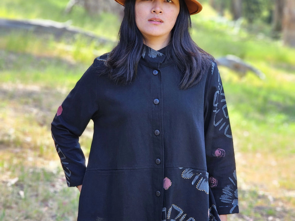 Black Floral Batik Jacket