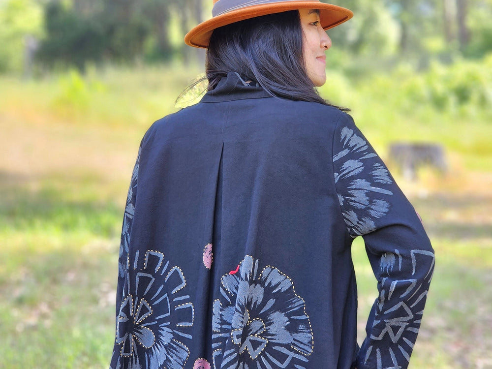 Black Floral Batik Jacket