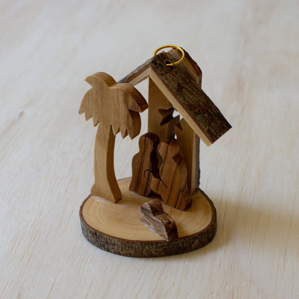 Olive Wood Nativity Ornament