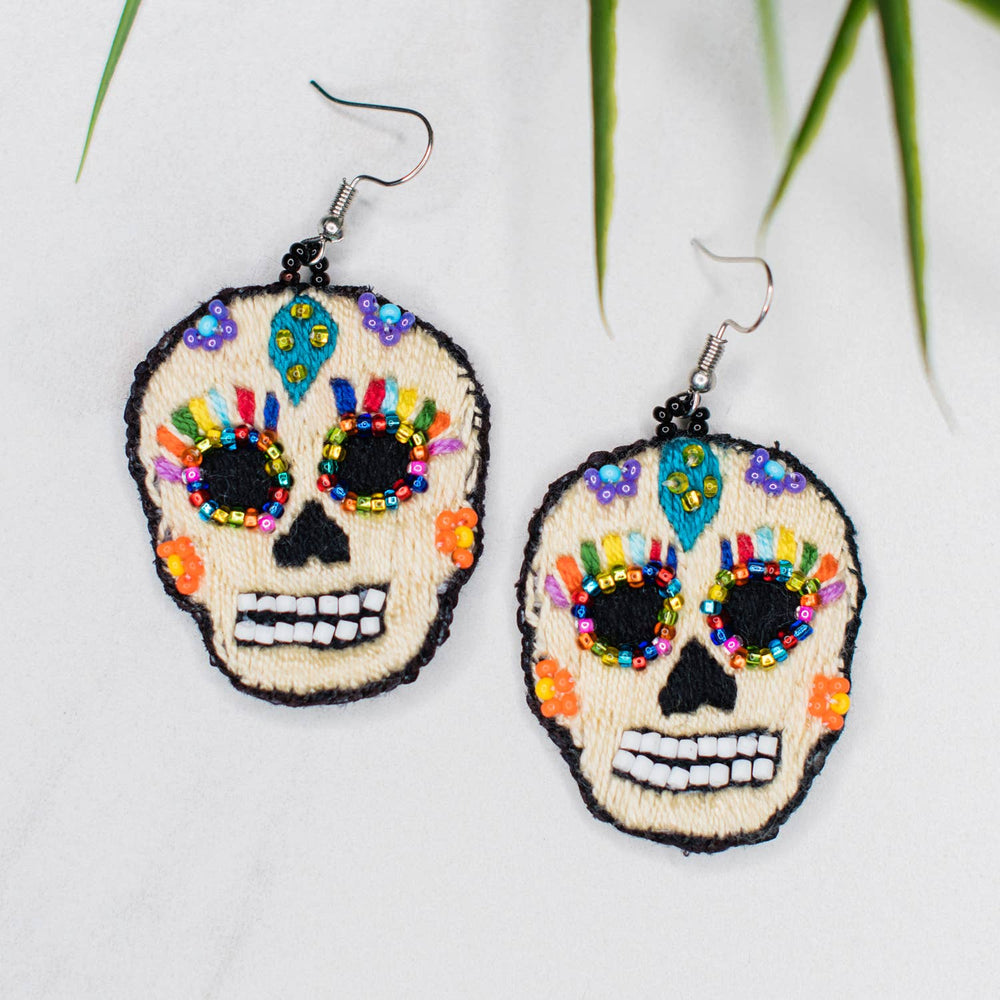 Threaded Catrina Sugar Skull Earrings