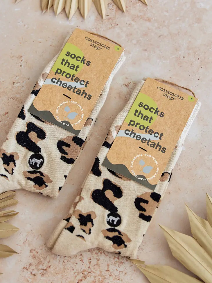 
                
                    Load image into Gallery viewer, Socks That Protect Cheetahs - Beige
                
            