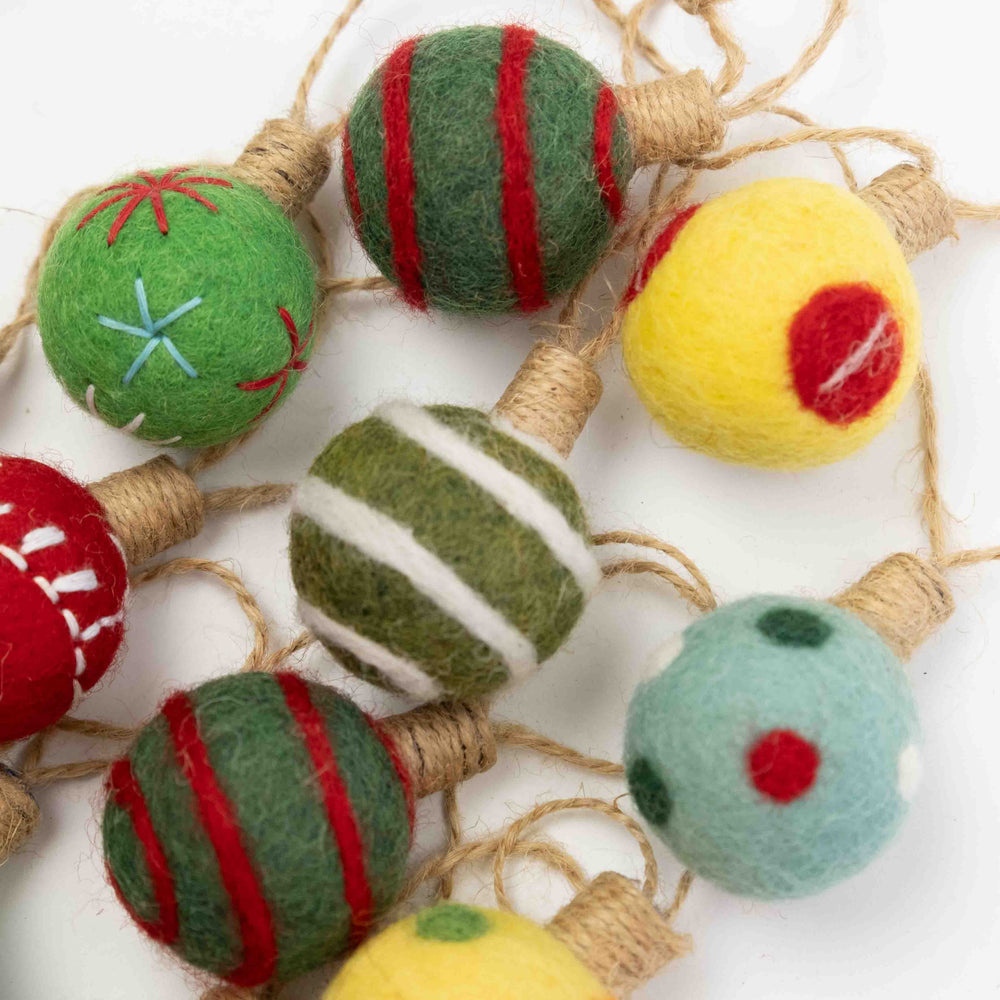 Embroidered Christmas Ball Garland