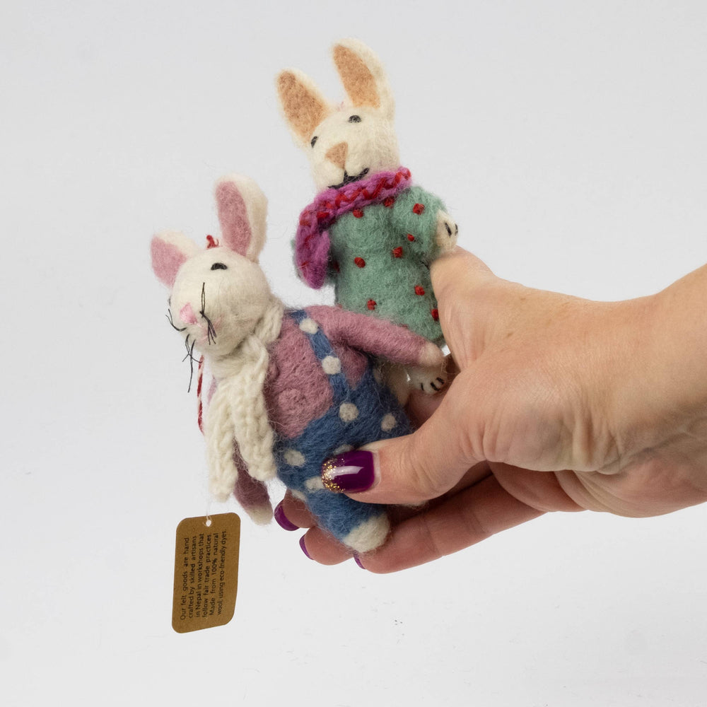 
                
                    Load image into Gallery viewer, Felt Polka Dot Bunny Ornaments
                
            